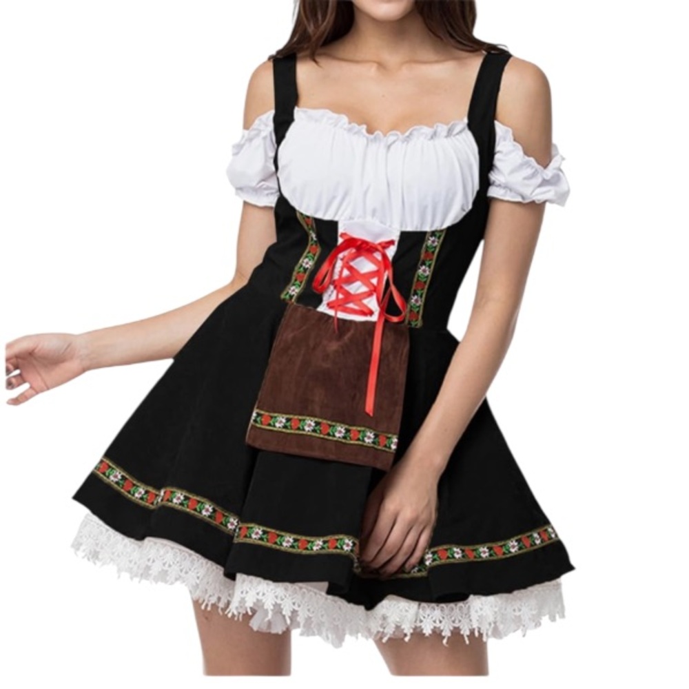 NWT Oktoberfest Outfits Traditional German Bavarian Black Velvet Dress. Size XL